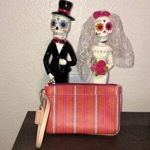 Coach Orange Striped Wristlet